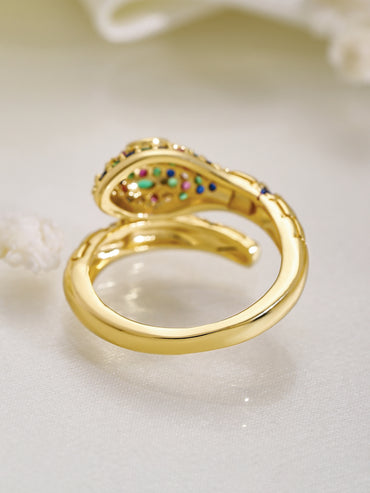 Multicolor American Diamond Zirconia Gold Snake Ring