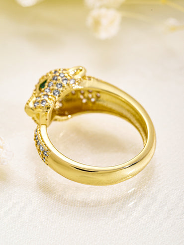 Gold American Diamond Zirconia Panther Ring