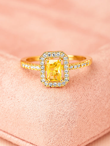 Yellow American Diamond Zirconia Ring