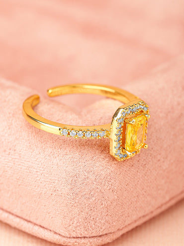 Yellow American Diamond Zirconia Ring
