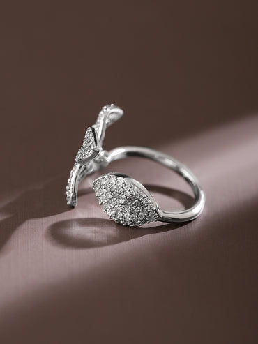 American Diamond Zirconia Floral Motif Ring