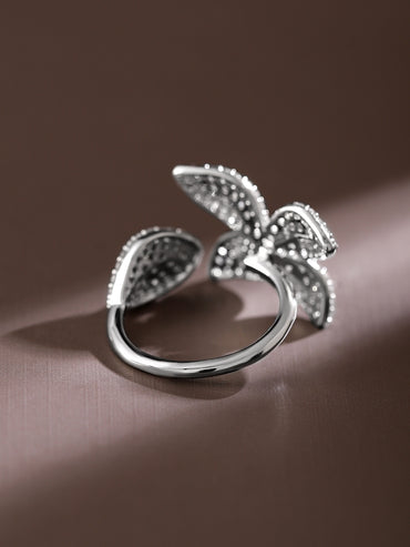 American Diamond Zirconia Floral Motif Ring
