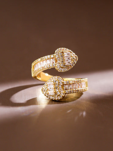 Gold American Diamond Zirconia Heart Design Ring