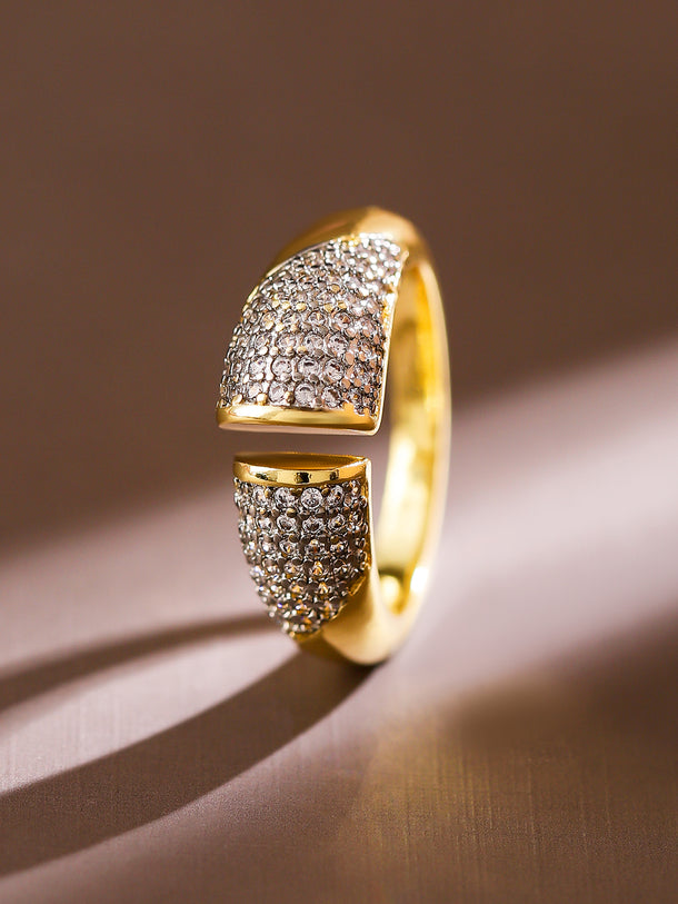 Pave American Diamond Zirconia Gold Ring