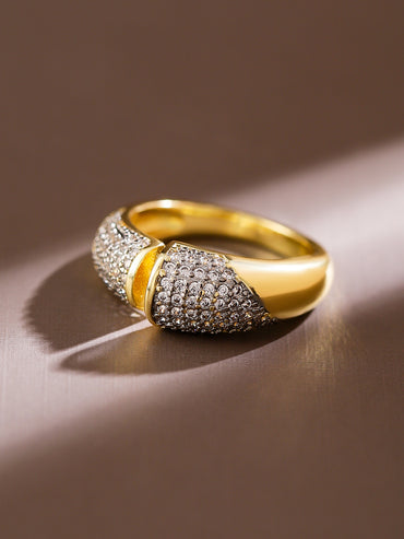 Pave American Diamond Zirconia Gold Ring