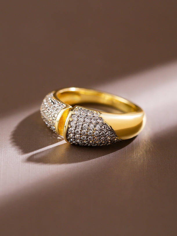 Pave American Diamond Zirconia Gold Ring