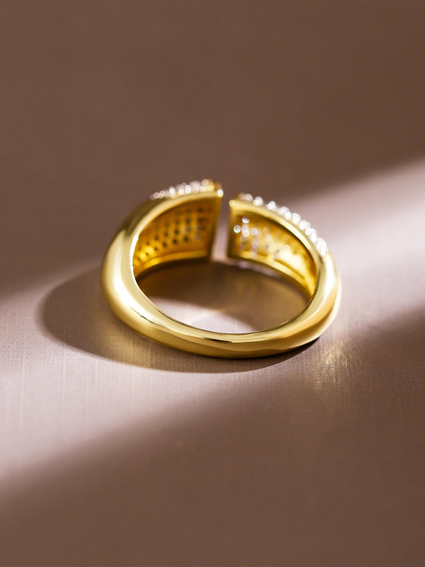 Pave American Diamond Zirconia Gold Ring