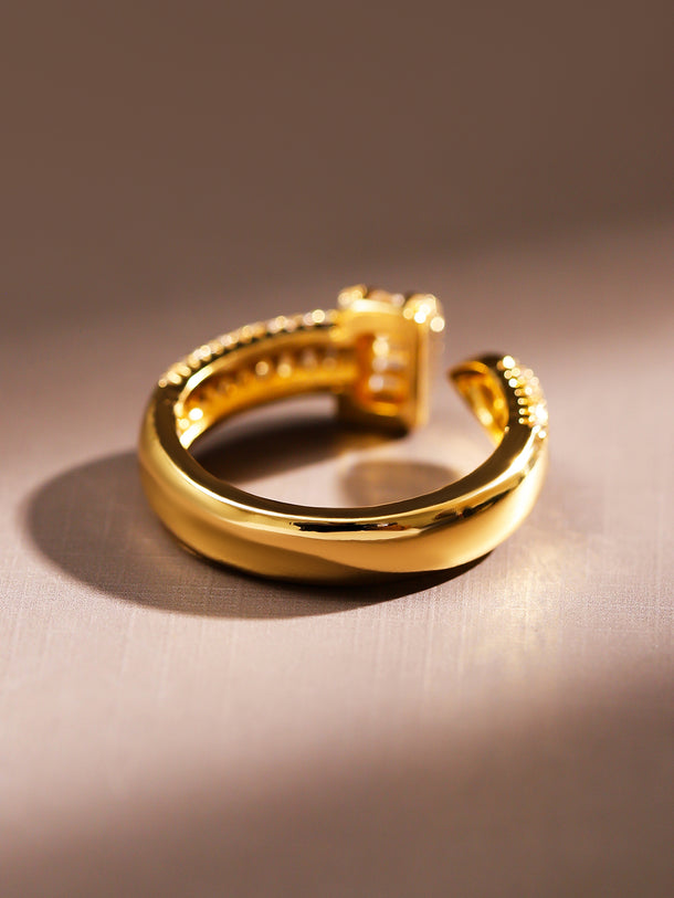American Diamond Zirconia Abstract Gold  Ring