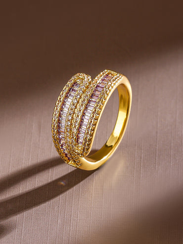 Purple American Diamond Zirconia Gold Ring
