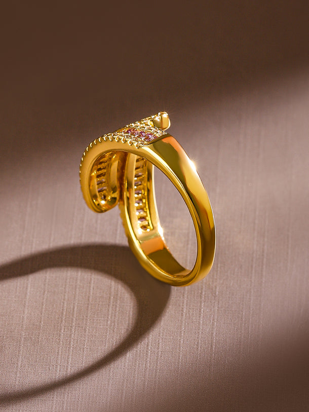 Purple American Diamond Zirconia Gold Ring