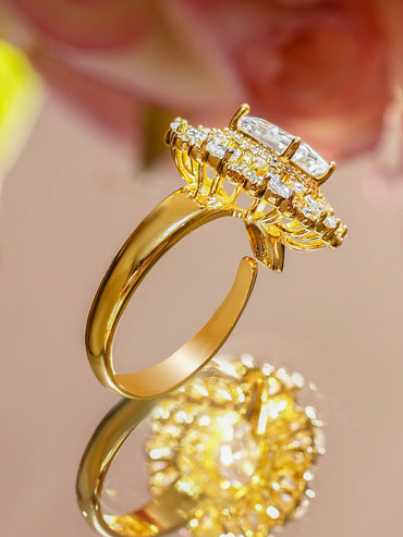 American Diamond Zirconia Gold Toned Ring