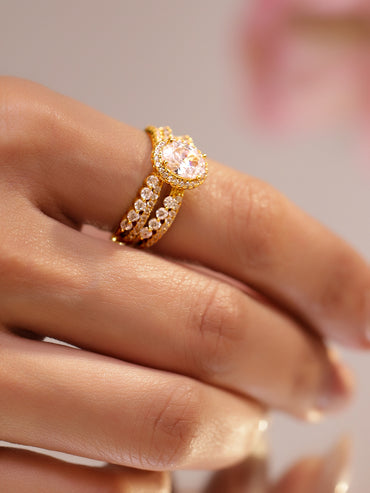 American Diamond Zirconia Gold Toned Open Ring