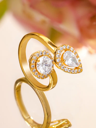 Gold Toned American Diamond Zirconia Ring