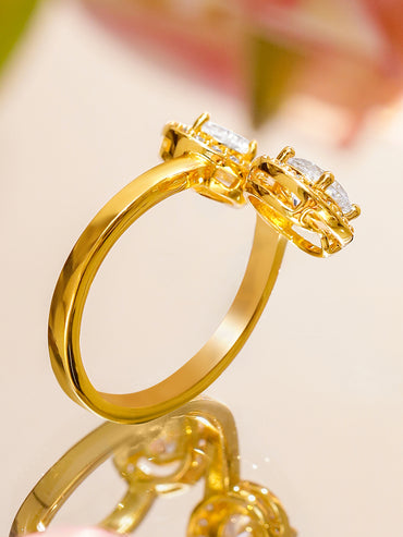 Gold Toned American Diamond Zirconia Ring