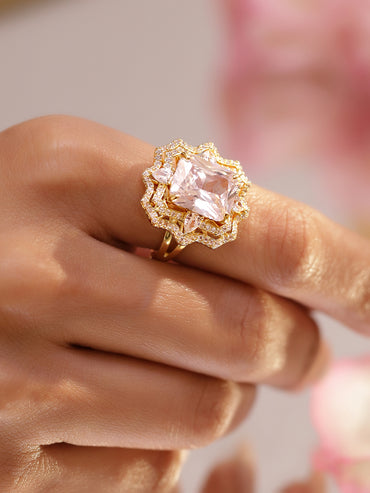 American Diamond Zirconia Pink Cubic Ring