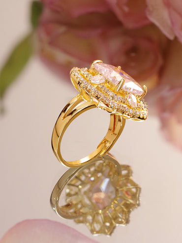 American Diamond Zirconia Pink Cubic Ring