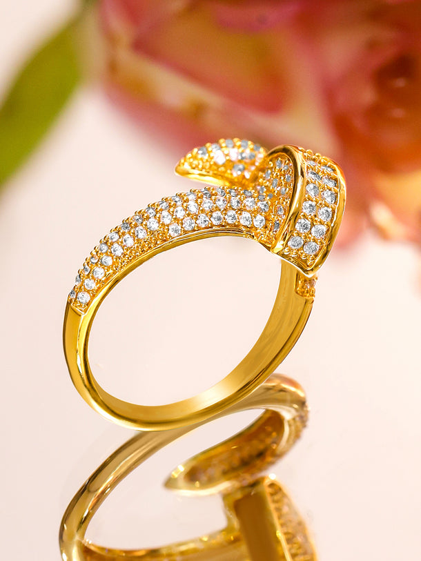 American Diamond Zirconia Gold Finish Ring