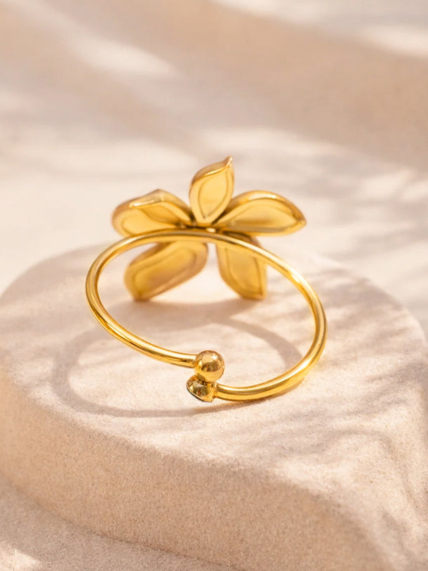 Demi Fine 18K Gold Plated Floral Adjustable Ring | Anti Tarnish