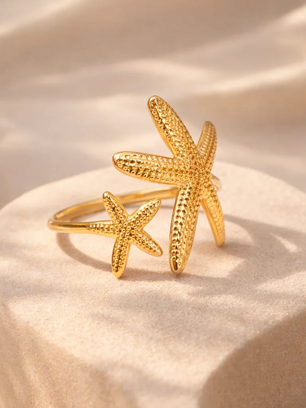 Demi Fine 18K Gold Plated Starfish Open Adjustable Ring | Anti Tarnish