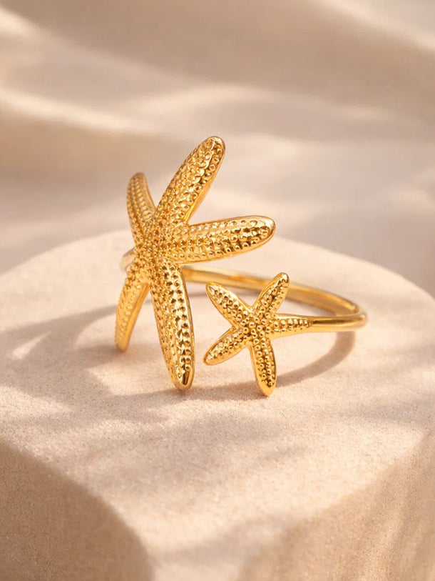 Demi Fine 18K Gold Plated Starfish Open Adjustable Ring | Anti Tarnish