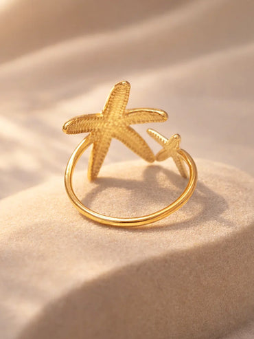 Demi Fine 18K Gold Plated Starfish Open Adjustable Ring | Anti Tarnish