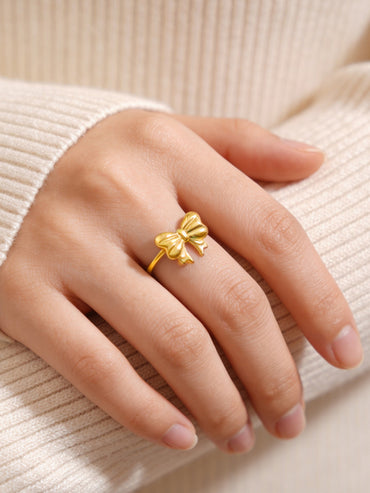 Demi Fine 18K Gold Plated Bow Knot Adjustable Ring | Anti Tarnish