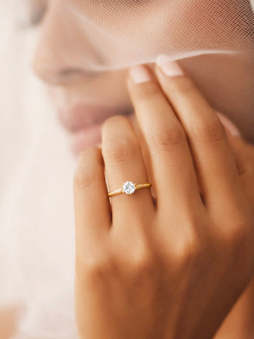 Demi Fine 18K Gold Plated Rope Solitaire Adjustable Ring | Anti Tarnish