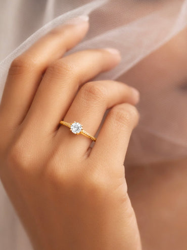Demi Fine 18K Gold Plated Rope Solitaire Adjustable Ring | Anti Tarnish