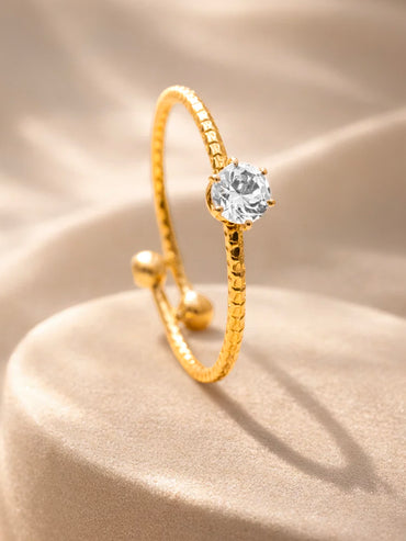 Demi Fine 18K Gold Plated Rope Solitaire Adjustable Ring | Anti Tarnish