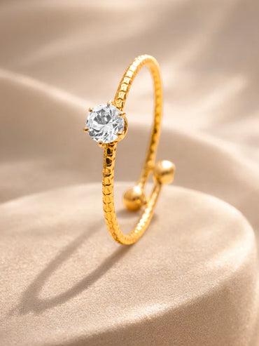Demi Fine 18K Gold Plated Rope Solitaire Adjustable Ring | Anti Tarnish