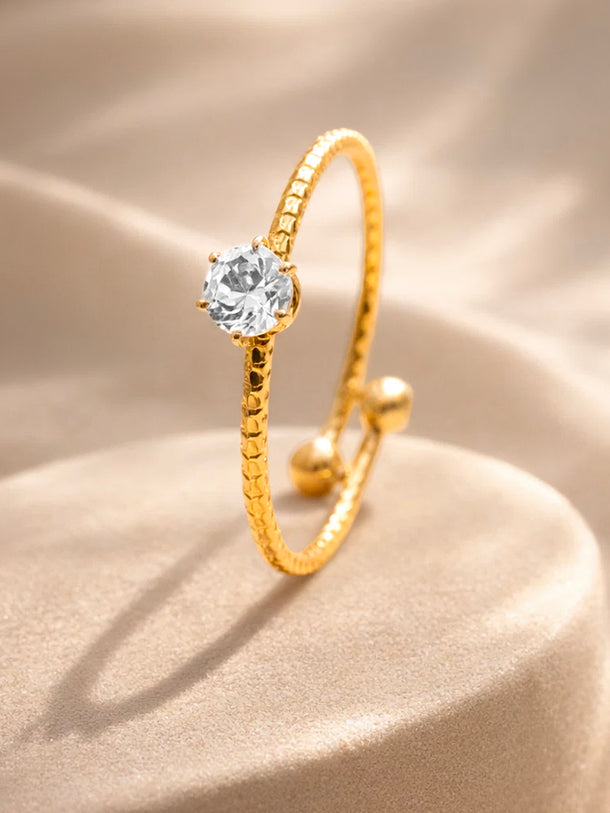 Demi Fine 18K Gold Plated Rope Solitaire Adjustable Ring | Anti Tarnish