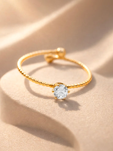 Demi Fine 18K Gold Plated Rope Solitaire Adjustable Ring | Anti Tarnish