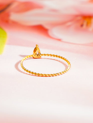 Demi Fine 18K Gold Plated Rope Pear Crystal Ring | Anti Tarnish