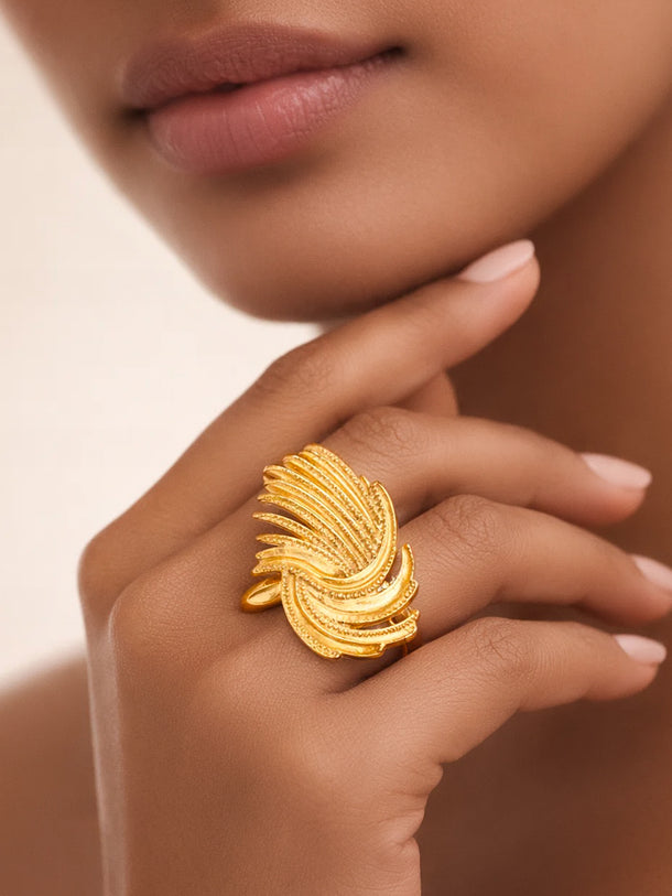 Demi Fine 18K Gold Plated Abstract Layered Adjustable Ring | Anti Tarnish