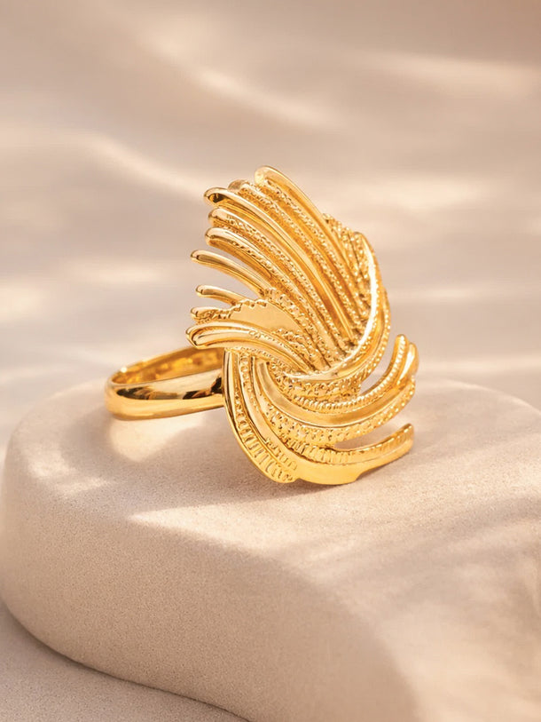 Demi Fine 18K Gold Plated Abstract Layered Adjustable Ring | Anti Tarnish
