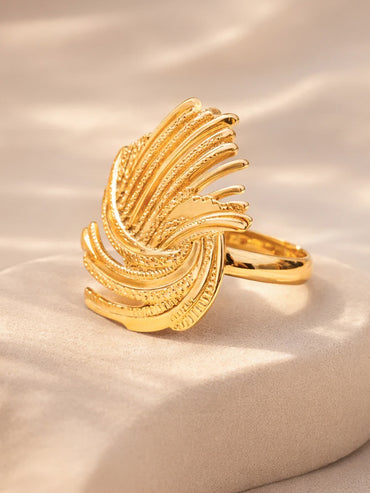 Demi Fine 18K Gold Plated Abstract Layered Adjustable Ring | Anti Tarnish