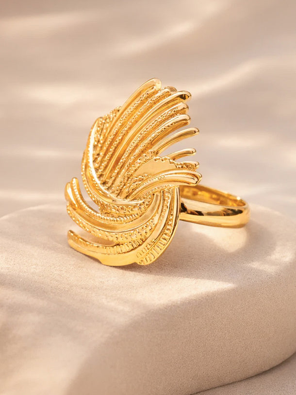 Demi Fine 18K Gold Plated Abstract Layered Adjustable Ring | Anti Tarnish