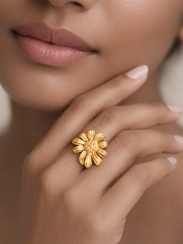 Demi Fine 18K Gold Plated Floral Ring | Anti Tarnish