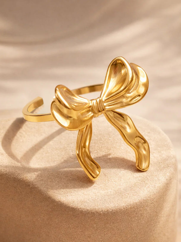 Demi Fine 18K Gold Plated Bow Knot Statement Adjustable Ring | Anti Tarnish