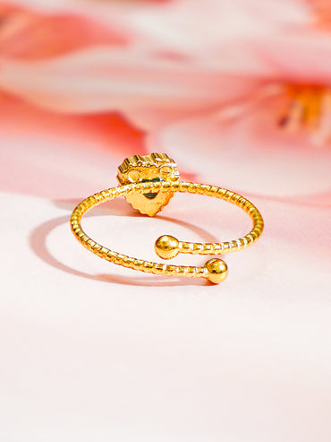Demi Fine 18K Gold Plated Emerald Heart Adjustable Ring | Anti Tarnish