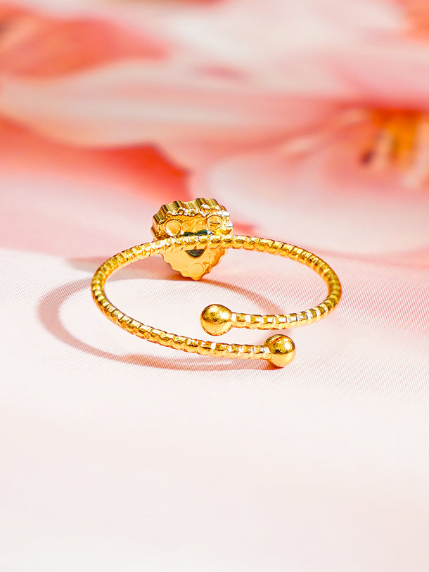 Demi Fine 18K Gold Plated Emerald Heart Adjustable Ring | Anti Tarnish