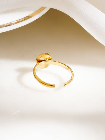Demifine 18K Gold Plated Stainless Steel Mother of Pearl Open Ring
