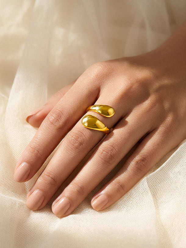 Demifine 18K Gold Plated Stainless steel Melted Muse Open Ring