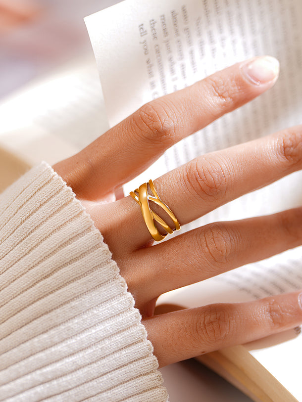 Demi Fine Criss Cross Statement Open Ring