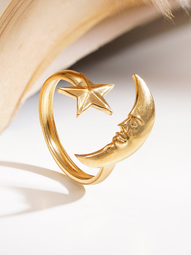 Demi Fine Celestial Moon Star Open Ring