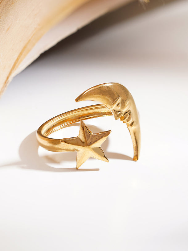 Demi Fine Celestial Moon Star Open Ring