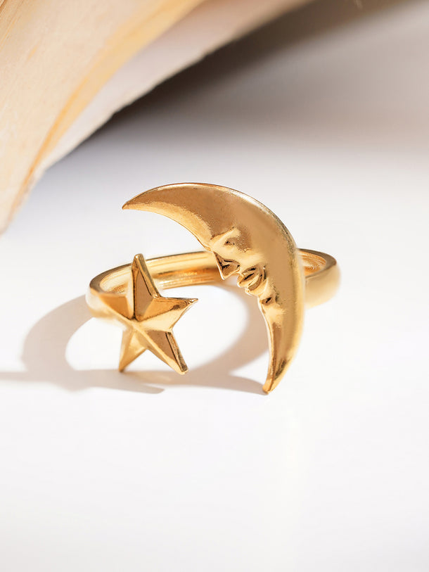 Demi Fine Celestial Moon Star Open Ring