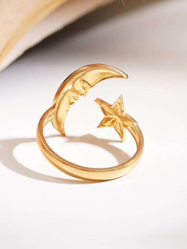 Demi Fine Celestial Moon Star Open Ring