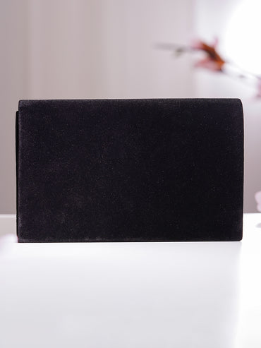 Black Metallic Envelope Clutch Handbag