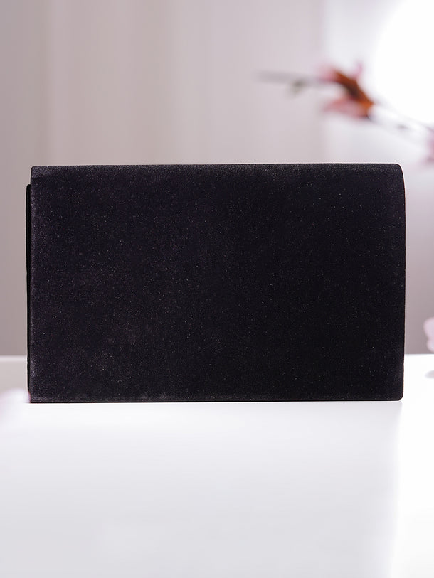 Black Metallic Envelope Clutch Handbag